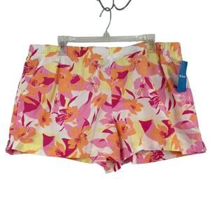 Columbia Sandy River II Shorts Womens Size XL Floral Print Pink Orange Pull On